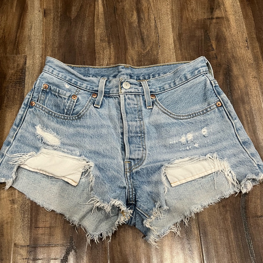 Levi's Light Blue Distressed Jean Shorts
